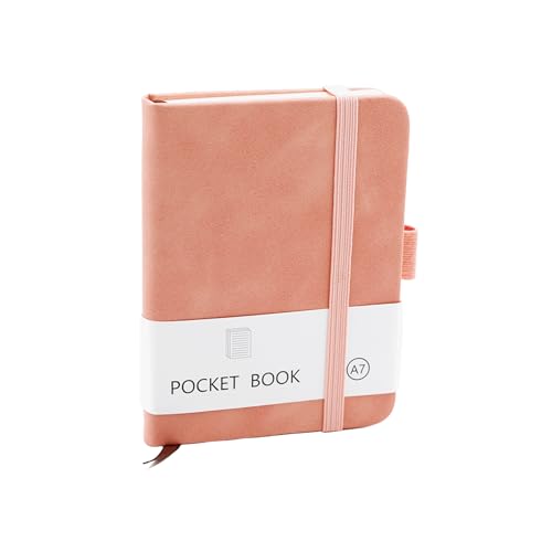 CiciIng Notizbuch Klein A7, Taschennotizbuch mit Gummizugverschluss, Mini Notizbücher mit Stifthalter, Taschen Journal Notizblock für Schule Büroarbeiten (Rosa) von CiciIng