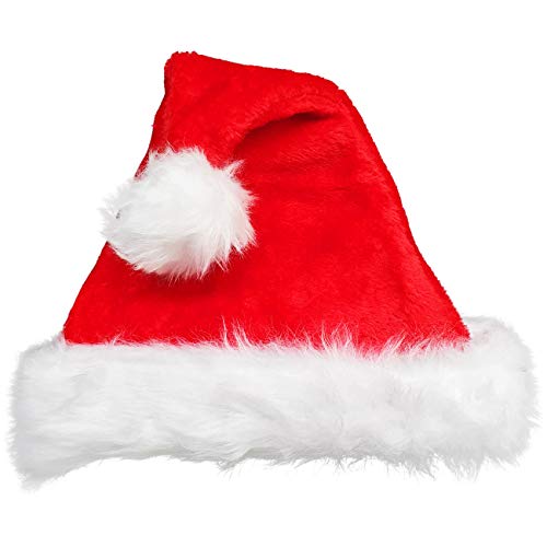 Ciffre 5 Stück im Set Weihnachtsmütze Nikolausmütze Winter Mütze Mützen Nikolaus Santa Rot Plüsch Dicker Fellrand 56-58cm Kopfumfang von Ciffre