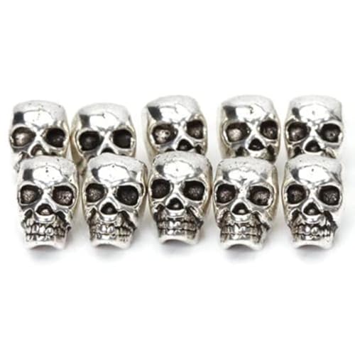 10st Bartschmuck Mit Clipverschluss DIY Totenkopf Abstandshalter Totenkopf Space Bead Hand Nbeads Silber Perlen Totenkopf-abstandsperlen Aus Metall Halskette Perlenstickerei von Ciieeo