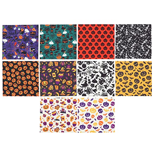 10st Halloween-patchwork Quilten Von Halloween-stoffen Muster Stoff Halloween Geister-patchwork Quiltstoffbündel Halloween-stoffquadrate Polyester Europäisch Und Amerikanisch Decke von Ciieeo