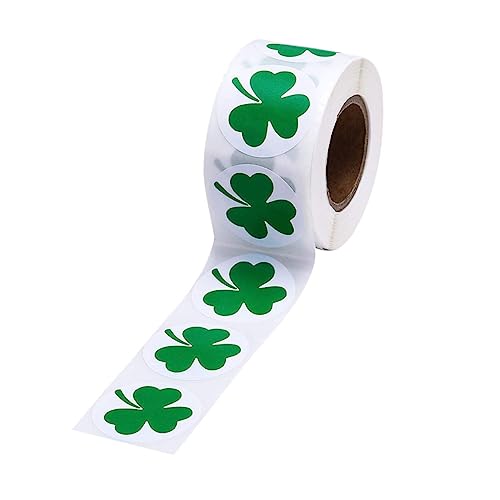 Ciieeo 1 Rolle Selbstklebende Weihnachtsetiketten Kleeblatt-glitter-aufkleber Backverpackungsetikett Kreis Aufkleber Patricks Day Aufkleber Etiketten Grüne Aufkleber Runden Kind Irland von Ciieeo