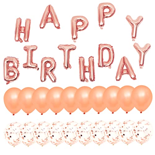 Ciieeo 1 Satz Ballon-alphabet-set Geburtstag Luftballons Alles Zum Geburtstag-banner Geburtstag Wand Hintergrund Festival-ballonbogen Aluminiumballons Aluminiumfolie Rose Gold von Ciieeo