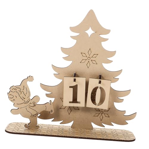 Ciieeo 1 Satz Countdown-Kalender aus Holz Weihnachtsdekoration sterben Weihnachts-Countdown-Kalender countdown kalender countdown calender Dekorationskalender aus Holz Desktop-Ornament von Ciieeo