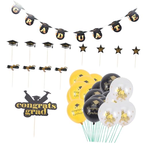 Ciieeo 1 Satz Foto Requisiten Abschlussgirlande Dekoration Geburtstag Luftballons Golddekor Gänseblümchen Ballons Hochzeitsballons Glückwunsch Grad Ballons Ballonbogen-kit Bambus von Ciieeo