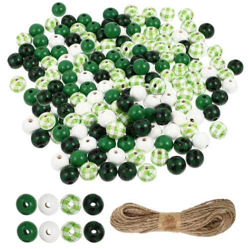 Ciieeo 1 Satz Irische Festival-holzperlen Abstandsperlen Material Zum Selbermachen Runde Holzperlen Handgefertigte Perlen DIY-perlen DIY Perlenmaterial St. Patrick's Day Holzperle Green von Ciieeo