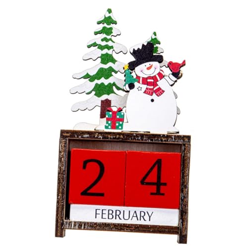 Ciieeo 1 Satz Weihnachtskalender Schnee Saisonal Adventskalender Desktop-ornament Countdown-kalender- Countdown-kalenderblock Heimkalender Weihnachtsdekoration Holz von Ciieeo