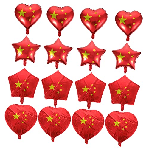 Ciieeo 100 Stk Sterne Flagge Ballons Chinesische Jahresballons 4. Juli Ballon Patriotischer Festballon China-flagge Ballons Mit Herzförmigem Flaggendruck Flaggenballons Aluminiumfolie Rot von Ciieeo