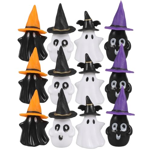 Ciieeo 12 Sätze Mini-Geister-Hexenhut Mini-Dekoration dekorativer Schaumstoffvogel Gruselige Dekorationen Wohnaccessoires Halloween Mikrolandschaftsfiguren Mini-Dinge Plastik von Ciieeo