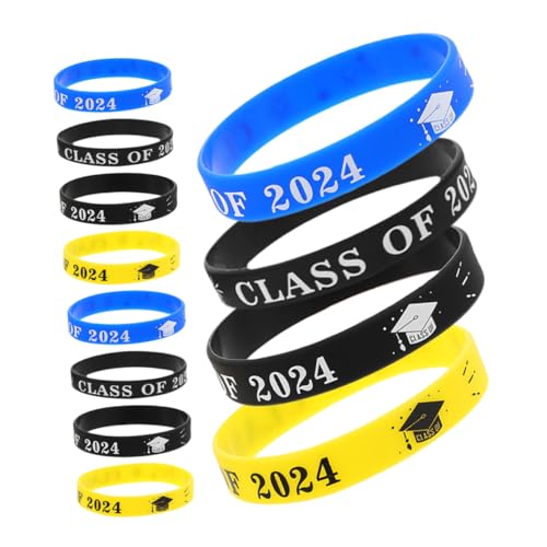 Ciieeo 12 Stück 2024 Abschlussarmband Armband Zum Thema 2024 Abschlussfeier-armband Herzlichen Glückwunsch, Absolvent, Gummibänder Zubehör Kieselgel Europäisch Und Amerikanisch Campus von Ciieeo