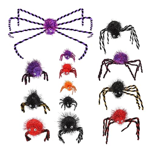 Ciieeo 13st Halloween-spinne Aufblasbares Kostüm Spinnenpunk Halloween-plüschtier Haariges Spinnennetz Halloween- Spinnenkostüm Für Halloween-haargummis Polyester von Ciieeo