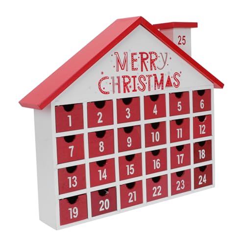 Ciieeo 1stk Countdown-kalenderschublade Weihnachtsdekoration Krippen Adventskalender 3d-santa-adventskalender Weihnachtskalender Taschen Dekorationen Für Zuhause Fest Schmücken Rot Holz von Ciieeo