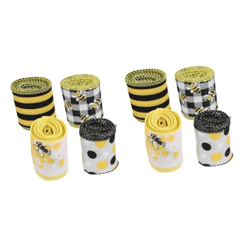 Ciieeo 2 Sätze Bienenband-ornament Seidenband Ribbon Band Zum Basteln Leichtes Geschenkband Stoffband Dekoratives Band Blumenverpackungsband Kreatives Geschenkband Polyester 4 Rollen * 2 von Ciieeo