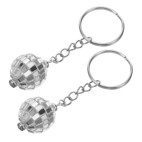 Ciieeo 2 Stück Disco Schlüsselanhänger Schlüsselanhänger Taschenzubehör Spiegel Disco Kugel Schlüsselanhänger Tragbarer Schlüsselbund Ornament Disco Kugel Schlüsselanhänger von Ciieeo