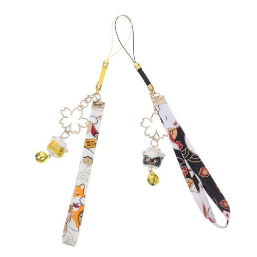 Ciieeo 2 Stück Handy Anhänger Schlüsselanhänger Schlüsselanhänger Schlüsselband Handy Lanyards Charms Handy Lanyard Winkende Katze Anhänger Maneki Neko Katze Schlüsselanhänger von Ciieeo