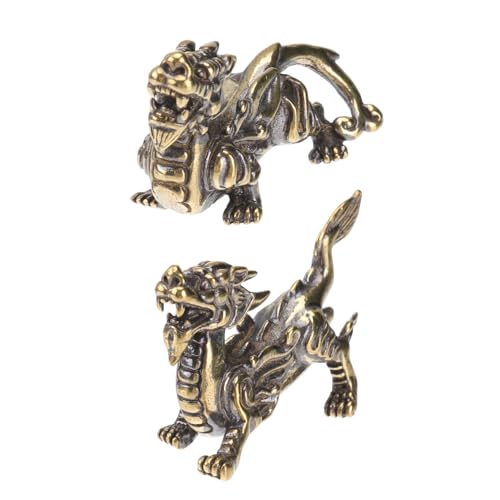 Ciieeo 2 Stück Heimdekoration Dekorationen Für Zuhause Chinesische Golddekoration Kunstfigur Dekorative Desktop Ornament Dekoration Für Zuhause Ornamentfiguren Kylin Desktop von Ciieeo