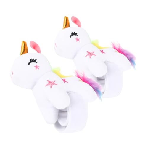 Ciieeo 2 Stück Pop Kreis Armband Einhorn Plüschtier Handgelenk Haustiere Schlagarmband Süßes Schlagarmband Halloween Schlagarmband Schnapparmbänder Kinder Einhorn Schlagarmband Pp von Ciieeo