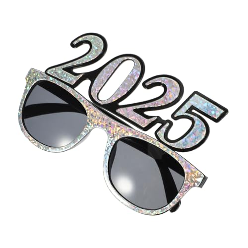 Ciieeo 2025 lustige Zahlenbrille Silvester Brille Silvesterbrille 2024 LED-Brille Silberne Partybrille Spaßbrille für Neujahr Anzahl Brillen Partydekorationen für das Neue Jahr STK Silver von Ciieeo