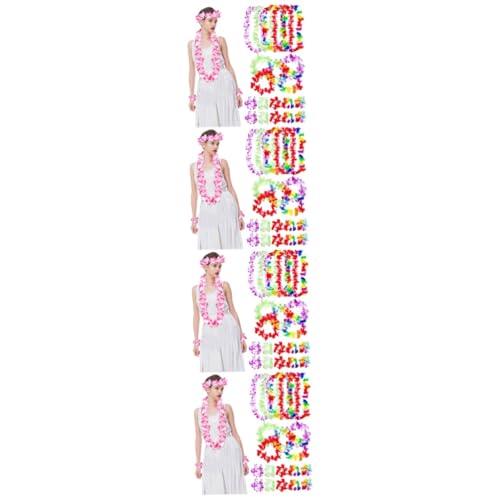 Ciieeo 24 Sätze Strohrock-set Luau-dekorationen Hawaiianisches Banner Tiki-dekorationen Hawaiianische Partyartikel Luau-outfit Hawaii-outfits Für Frauen Hawaiianische Girlande Plastik von Ciieeo