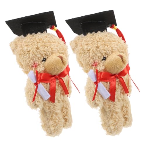 Ciieeo 2St Dr. Bärenpuppe bezaubernde Tiere Puppentiere Hasenohren Kopfschmuck Plüschanzug Plüschbärentiere Abschluss Bär Bär der Abschlusssaison Grad Animal Filzstoff Light Brown von Ciieeo