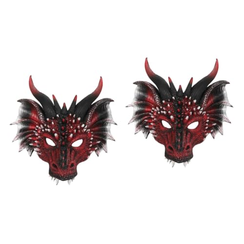 Ciieeo 2St Drachenmaske Halloween-Maske Maskerade-Party-Maske gruselige Maske LED-Maske Maskenverkleidung Maskendekoration halloween masken Cosplay-Partymaske Drachenkopf-Modellmaske Pu von Ciieeo