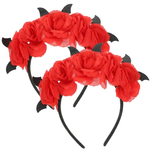 Ciieeo 2St Fledermaus Kostüm gotischer Haarreif Blumenstirnbänder Cosplay-Haarband halloween haarreif halloween headband Stirnband Halloween-Stirnbänder dekorative Stirnbänder Stoff rot von Ciieeo