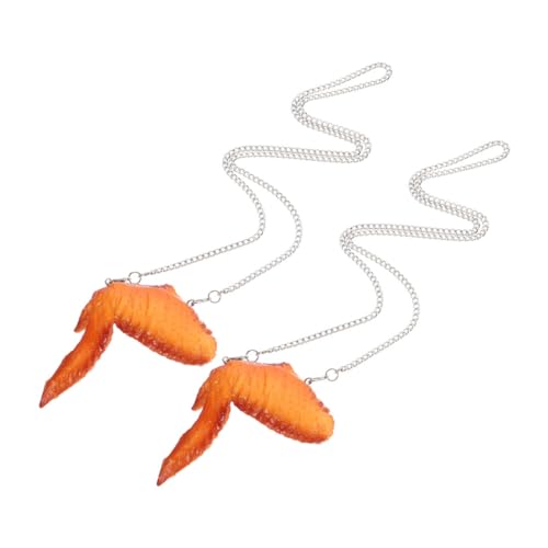 Ciieeo 2St Kreative Hühnerflügel-Halskette Huhn kleines Fischspielzeug Hühnerkostüm Netz Tank modeschmuck lustige accessoires Partygeschenk Simulation Lebensmittel Halskette Metall von Ciieeo