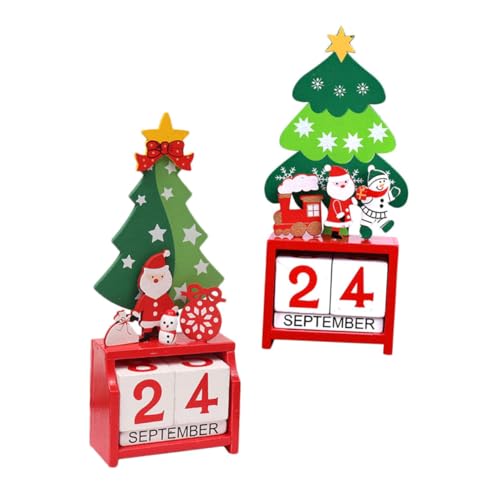 Ciieeo 2st Weihnachtskalender Aus Holz Christbaumschmuck Anzeige Weihnachtskalender-countdown Mini-weihnachtsbaum Weihnachtlicher Adventskalender Tischkalender Hölzern von Ciieeo