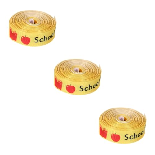 Ciieeo 3 Rollen Zurück zum Schulband Band zum Verpacken dekoratives Band zurück zu Schulmaterial Wickelband Bögen Schleifenband Schmuckband Geschenkbänder Elegante Bänder Polyester Yellow von Ciieeo