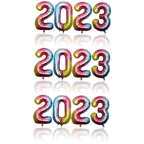 Ciieeo 3 Sätze 2023 Aluminiumfolienballon Silvesterparty Luftballons 2023 Geburtstagsversorgung Chinesische Neujahrsballons Ballons 2022 Metallische Luftballons Ballon 2022 Zahlenballon von Ciieeo