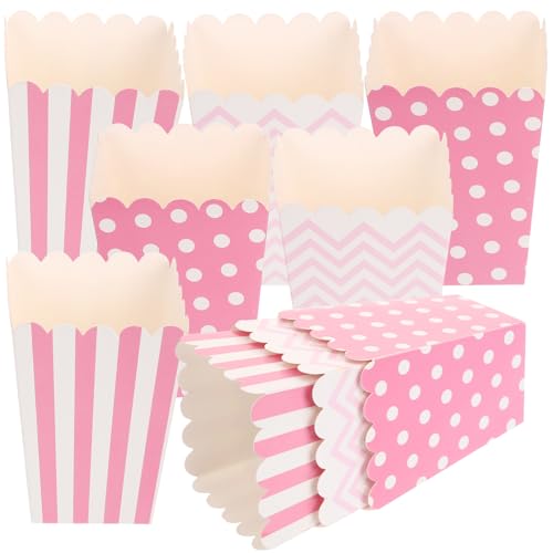 Ciieeo 36 Stück Kartons Geschenkkörbe für Filmabende the event goldhochzeit bonbon box candy box Popcorn-Geschenkboxen Cellophan personalisierte Popcornschale Kino-Snackboxen Papier Rosa von Ciieeo