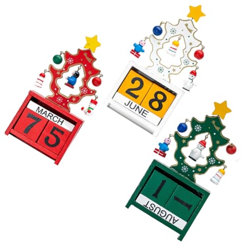 Ciieeo 3St Kalender Schmuck Holzkalender kinderzimmerdeko bürodekoration weihnachtspräsent geschen Anzeige digital heim Unterlage Weihnachtsschmuck Weihnachtsbedarf hölzern Colorful von Ciieeo