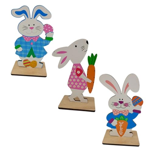 Ciieeo 3St Kaninchen-Verzierung Plüschtischverzierung gefälschte Eier Niedlich Kuchendekorationen ausgestopft Cool Easter Decoration Ostern tischdeko Kaninchenschmuck Holzhandwerk hölzern von Ciieeo