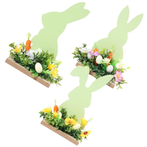 Ciieeo 3St Osterei-Hasen-Verzierung doppelt Ostern-Desktop- Osterschmuck lustig Tabletts büro Dekoration Easter Bunny Ostern dekoratives Tischschild Osterparty-Dekorationen Holz von Ciieeo