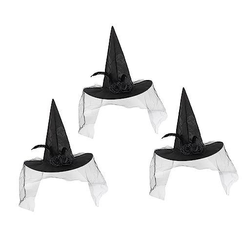 Ciieeo 3st Abschlussballkleid Hexenhut Zubehör Für Hexenkostüme Stirnbänder Für Hexenkostüme Halloweenkostüm Neuartige Kappen Halloween-partyhut Halloween-dekor Black Federn von Ciieeo