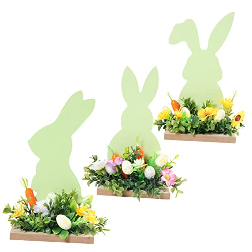 Ciieeo 3st Osterei-Hasen-verzierung Ostern Gestuftes Tablett Ostern Tischdekoration Kaninchen-tischschild Fröhliches Ei-frühlingszeichen Osterschmuck Frohe Ostern Tischschild Holz von Ciieeo