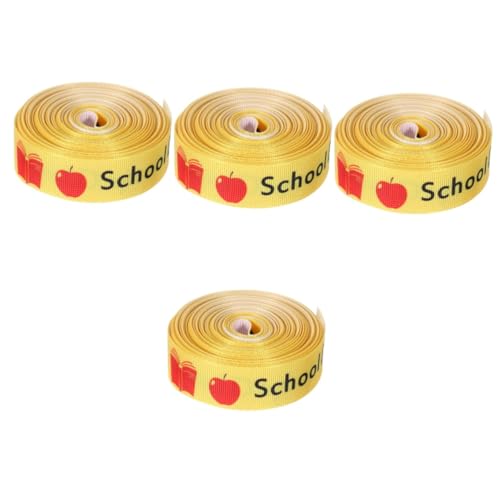 Ciieeo 4 Rollen Zurück zum Schulband ABC-Band Abschluss-Ripsband Band zum Thema Schule süßes stationäres Gold Schleifenband Schmuckband Bänder zum Basteln Haarklammerband Polyester Yellow von Ciieeo