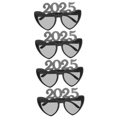 Ciieeo 4 Stück 2025 Gläser -Requisite frohes neues jahr brille Neujahrs-Sonnenbrille Glitzer-Abschlussbrille Festival dekoration Neujahrsparty-Brille lustige Tanzbrille Stk von Ciieeo