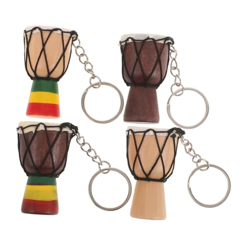 Ciieeo 4 Stück Afrikanischer Trommel-schlüsselanhänger, Mini-djembe-handtrommel-schlüsselanhänger, Partyzubehör, Dekorationen, Kindertrommel-schlüsselanhänger, Holztrommel-anhänger, von Ciieeo