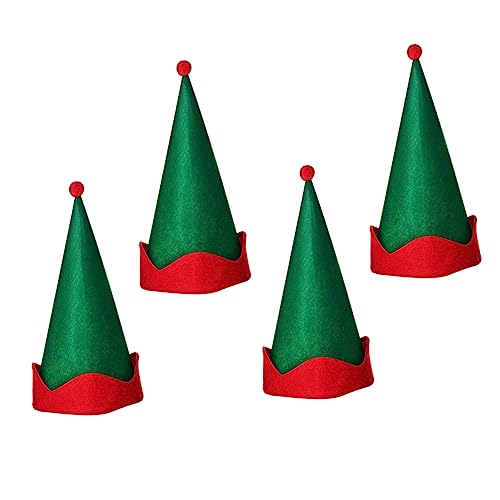 Ciieeo 4 Stück Elfischer Spitzhut Schicke Weihnachtsmütze Weihnachtsmannmütze Elfenmütze Aus Stoff Partyhüte Für Kinder Kostüm Hut Rote Hüte Weihnachtsfeiertagskappe Urlaubshut Satin- von Ciieeo