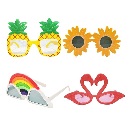 Ciieeo 4 Stück Fotobrillen Kinder Sonnenbrillen Hawaii Partybrillen Strandparty Brillen Stilvolle Brillen Cool Geformte Lustige Partybrillen Luau Brillen Ananas Sonnenbrillen Buntes von Ciieeo