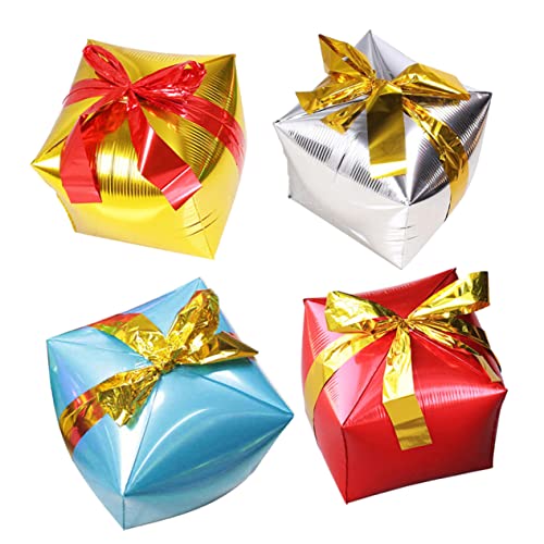 Ciieeo 4 Stück Geschenkbox Aluminiumfolienballon Konfetti-Luftballons Ballons für Ballontiere dekoration weihnachten dekoring weihnachten quadratische Folienballons Party-Deko-Ballon von Ciieeo