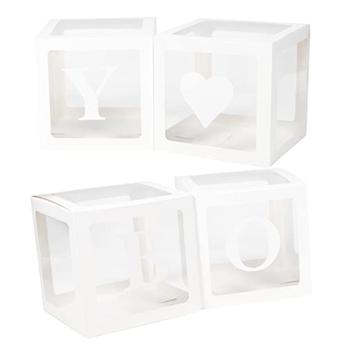 Ciieeo 4 Stücke Boxen Ballon-Box riesige Luftballons Riesenballon storage boxes aufbwahrungs-box ballonbox hochzeitsdeko Briefkästen für Partys Babydusche blockiert Dekoration Papier Weiß von Ciieeo