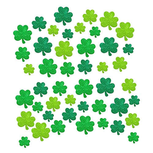 Ciieeo 45st Klee-decoupage Glitzernde Kleeblätter Kleeblatt-ausschnitte Irische Partydekorationen Patricks Day Tischkonfetti St. Patricks Day Wandtattoo Irland Papier Kind von Ciieeo