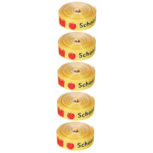 Ciieeo 5 Rollen Zurück zum Schulband Bänder zum Basteln Band zum Verpacken ABC-Band Lehrerband Gold Schleifenband Schmuckband basteln DIY Band Geschenkband mit Karomuster Polyester Yellow von Ciieeo