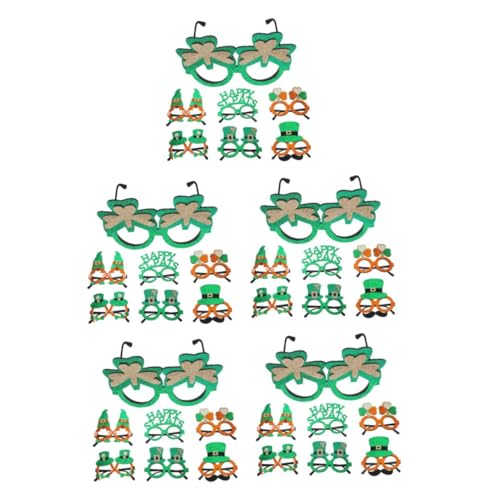 Ciieeo 5 Sätze Party Dekoration Gläser Party Brille Set Grüne Accessoires St. Patricks Day-Brillen Irische Kostümpartybrille St. Patricks Day Dekorationen Sonnenbrille Abs 7 Stück * 5 von Ciieeo