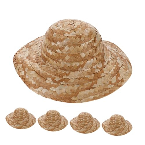 Ciieeo 5 Stück Strohhut Zum Bemalen Mini Strickmütze Lutscherhut Mini Strohkappe Mini Mexikanerhut Miniatur Strohhüte Zum Basteln Mini Cowboyhüte Zum Basteln DIY Malerei Hut von Ciieeo