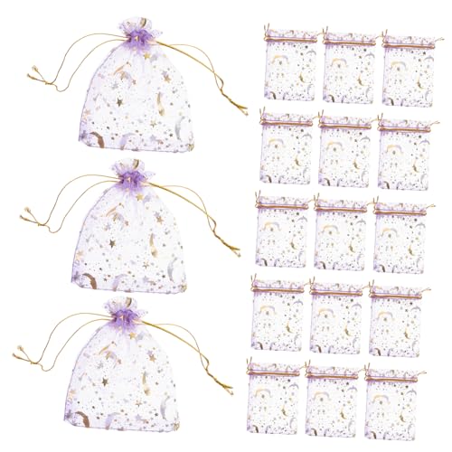 Ciieeo 50 Stück Netz Schmuckbeutel Winzige Beutel Kordelzugbeutel Für Schmuck Netzbeutel Für Organza Schmuckbeutel Armband Verpackungsbeutel Zum Verpacken Mondbeutel Stoff Reisen von Ciieeo