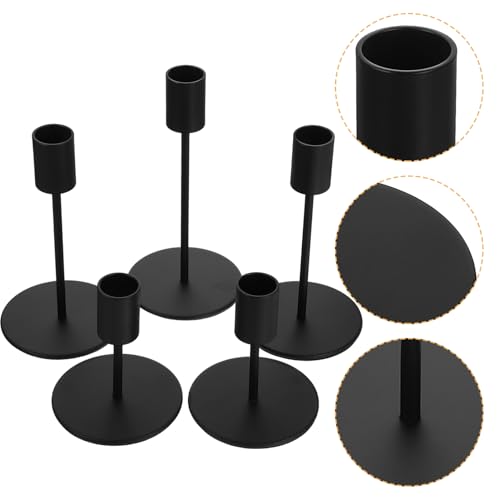 Ciieeo 5St Leuchter Christmas Candle Holder hochzeitsdeko hochzeitdeko Candle Set Candlestick Candle Liner Candle lamp Kerzen Kernstück Duftkerze flackern Couchtischdekoration Eisen Black von Ciieeo