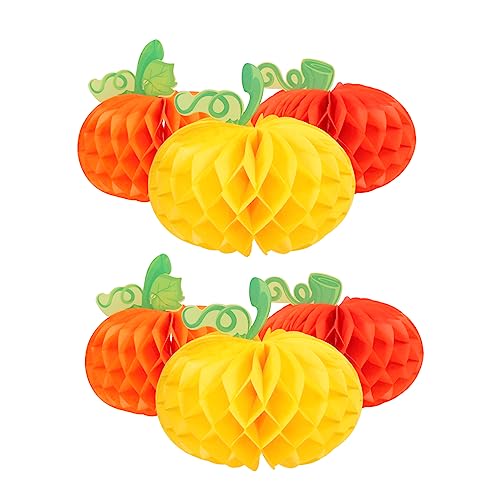 Ciieeo 6 Stück Waben Kürbis Papierwaben Halloween Partygeschenk Kürbis Waben Dekore Halloween Hängepapier Bastelpapier Basteldekorationen Party Dekoration Halloween Motto Ornament von Ciieeo