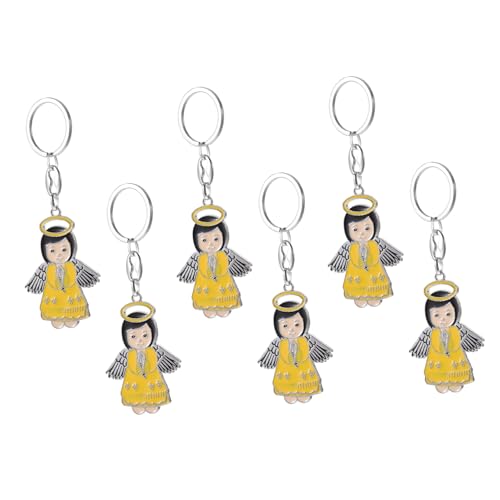 Ciieeo 6St Engel Schlüsselanhänger Engelsflügel Schlüsselanhänger Babyparty-Souvenirs engelanhänger angel Schlüsselanhänger-Zubehör Schlüsselanhänger-Dekoration Legierung Yellow von Ciieeo